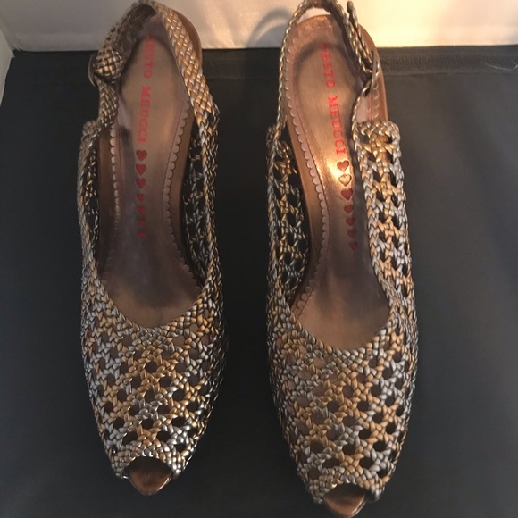 NEW Sesto Meucci Heels Sz 10 M Pumps GOLD & SILVER - Picture 4 of 8